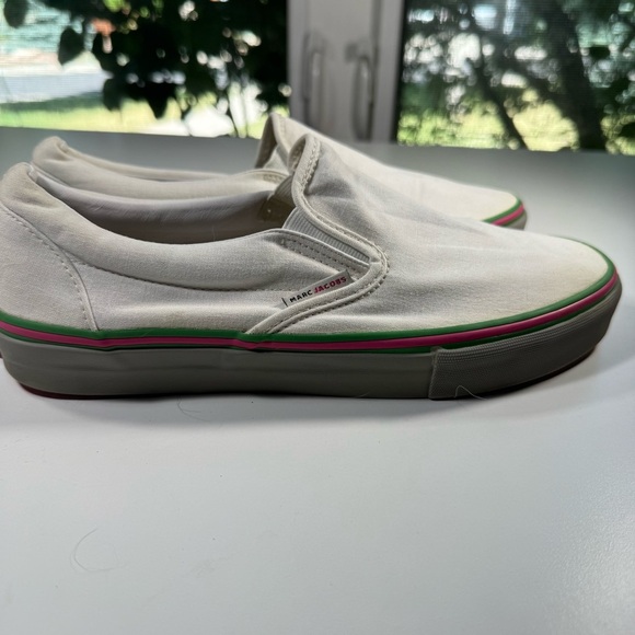 Marc Jacobs Other - Marc Jacobs X Vans Slip-On Shoes with Lime and Hot Pink Trim Men’s 9/Womens 10.5